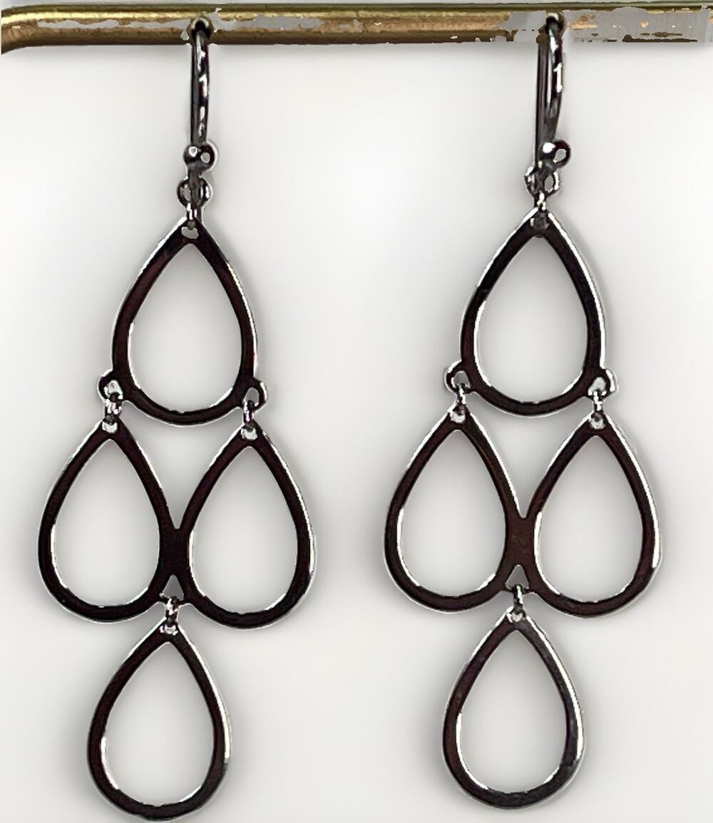 Vintage Sterling Silver 925 Chandelier Hoop Dangle Earrings Teardrop 2.8g